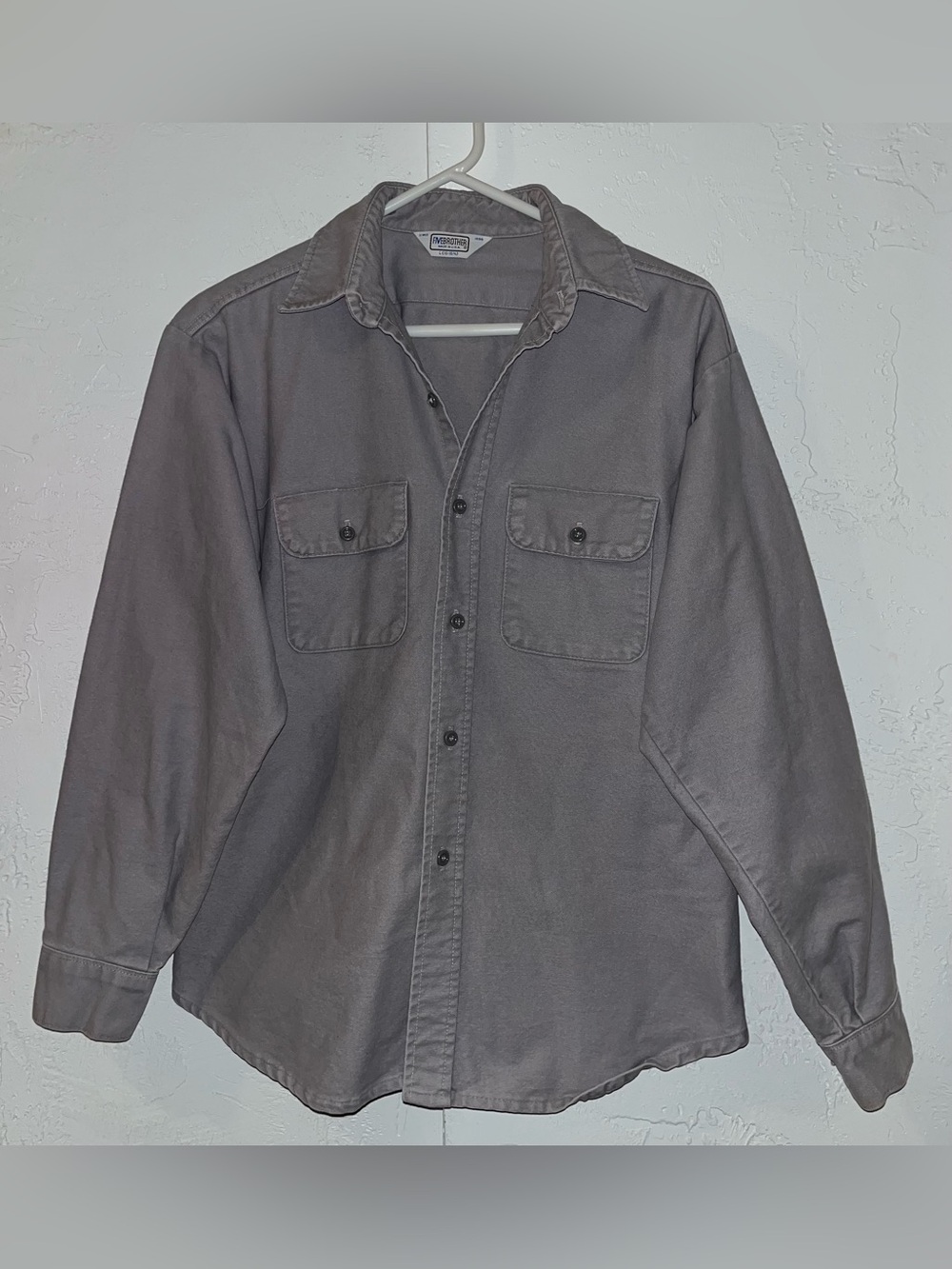 Vintage Five Brother solid light gray heavyweight chamois flannel shirt.